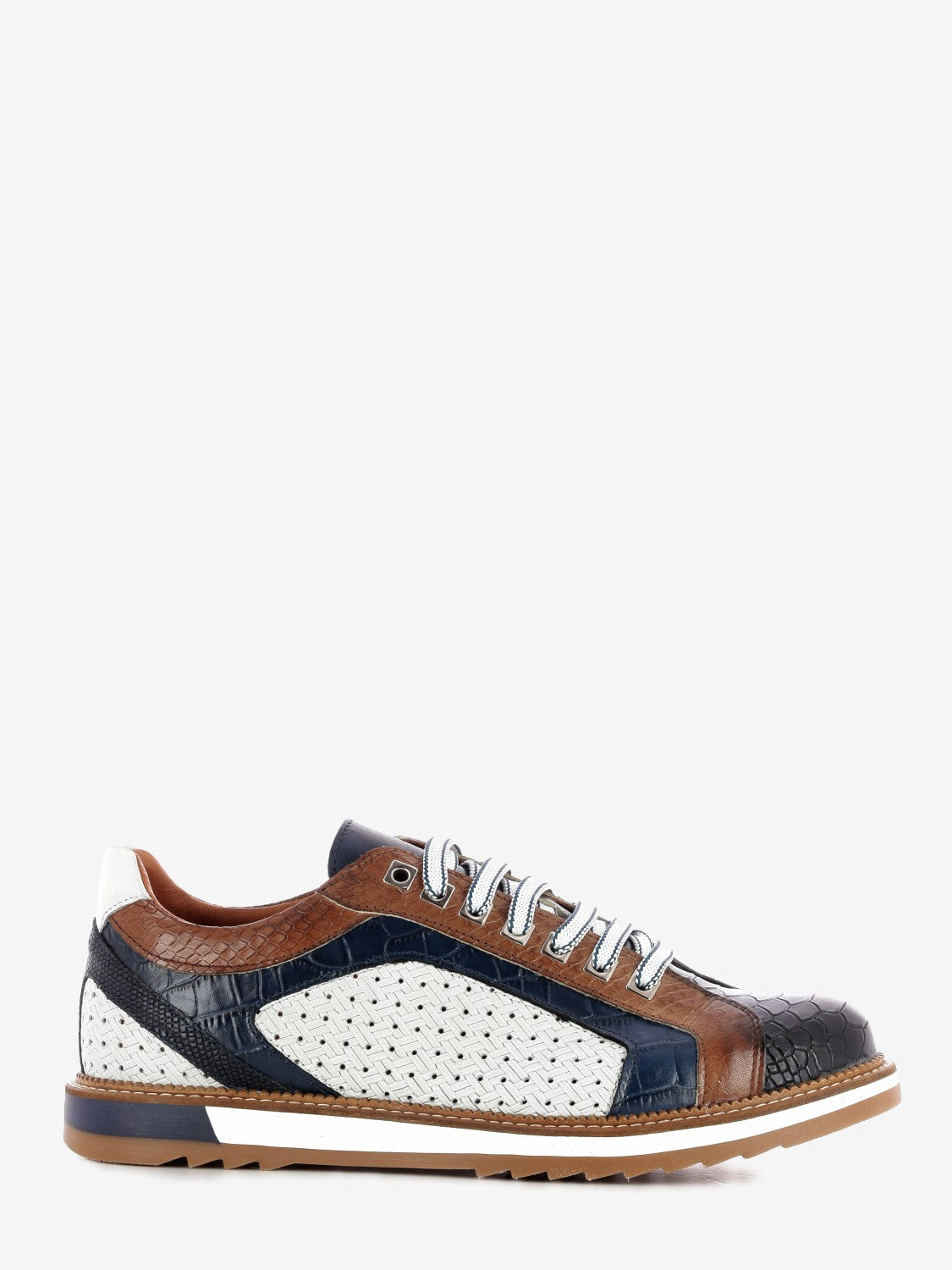 Blue / brown leather sneakers