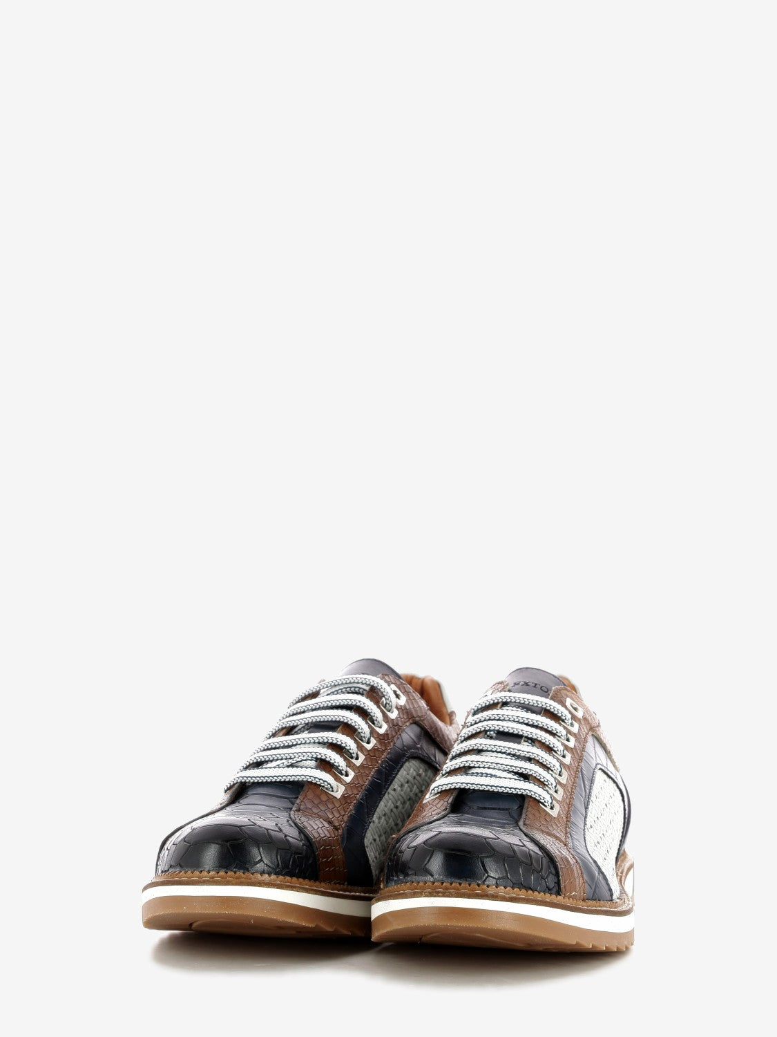 Blue / brown leather sneakers