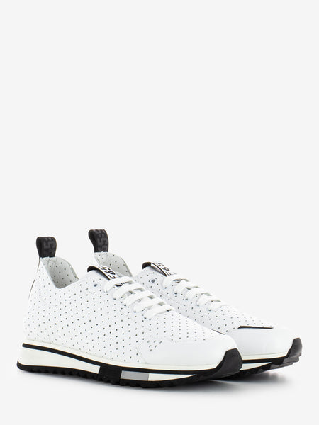 Sneakers slim microforata Sofia in pelle bianco