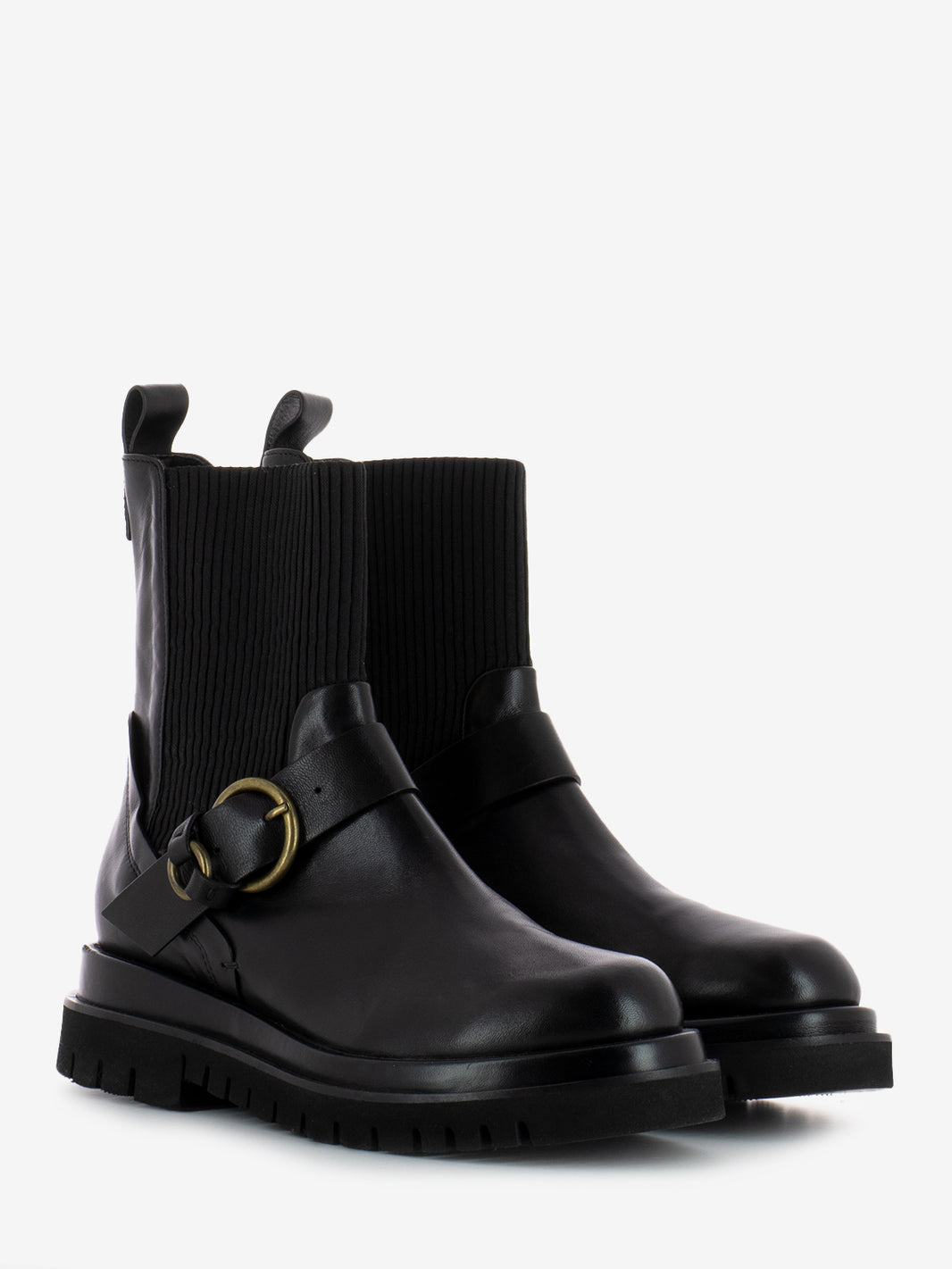 Black Buckle Chelsea Boot
