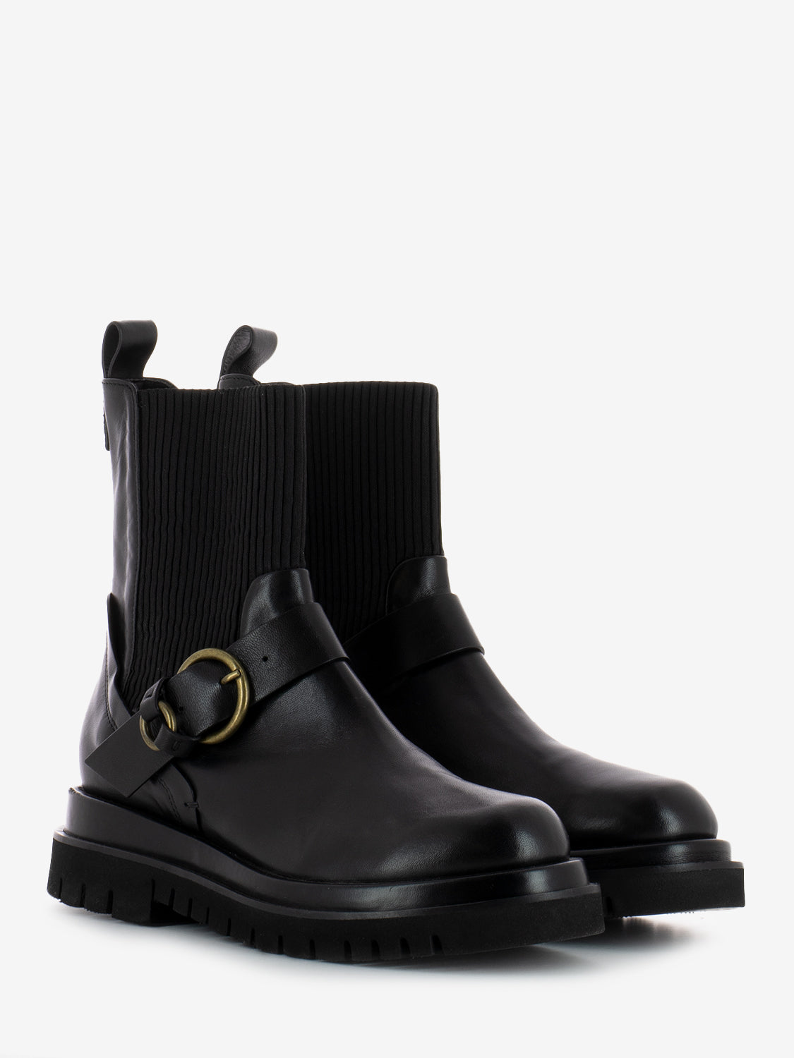 Black Buckle Chelsea Boot