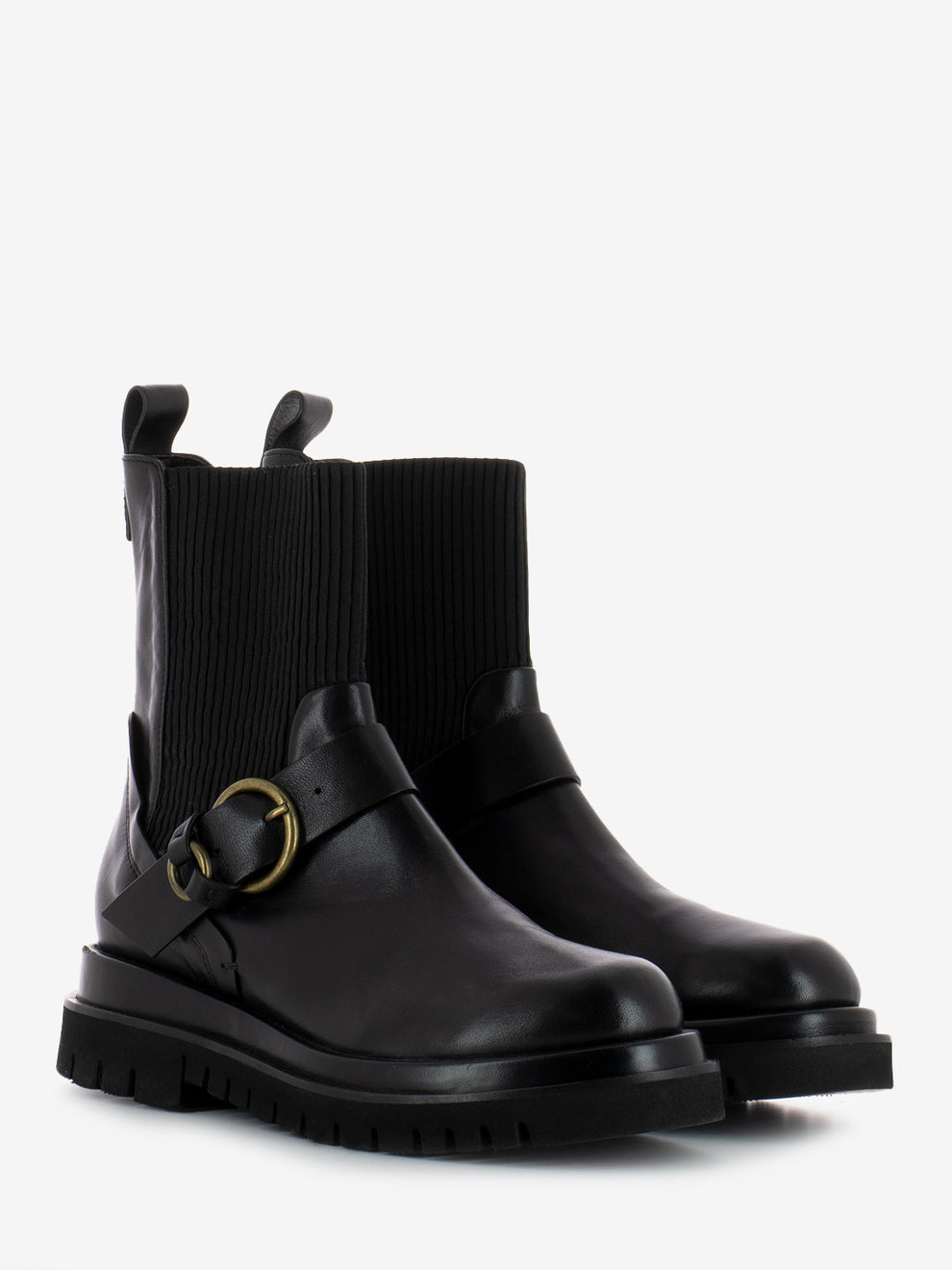 Black Buckle Chelsea Boot