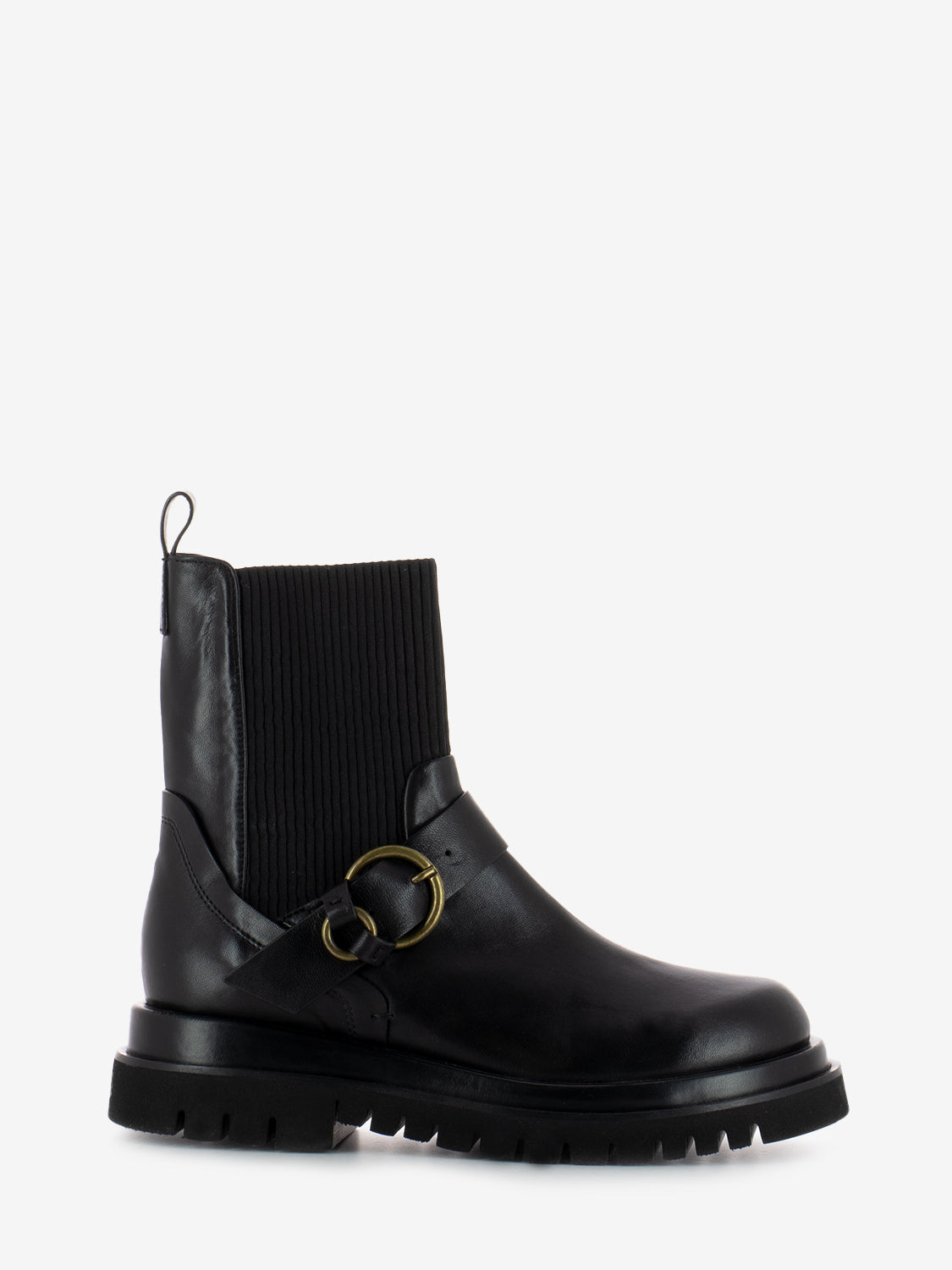 Black Buckle Chelsea Boot