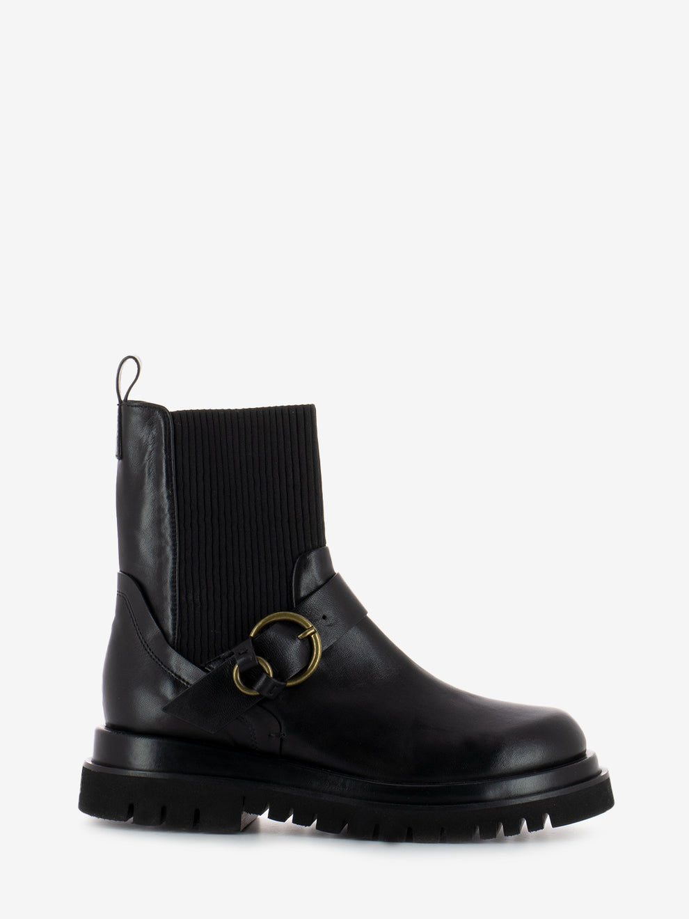Black Buckle Chelsea Boot