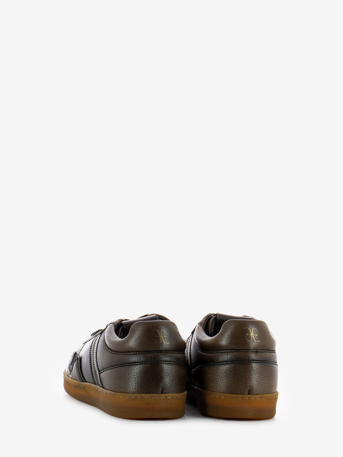 Brown distressed leather sneakers