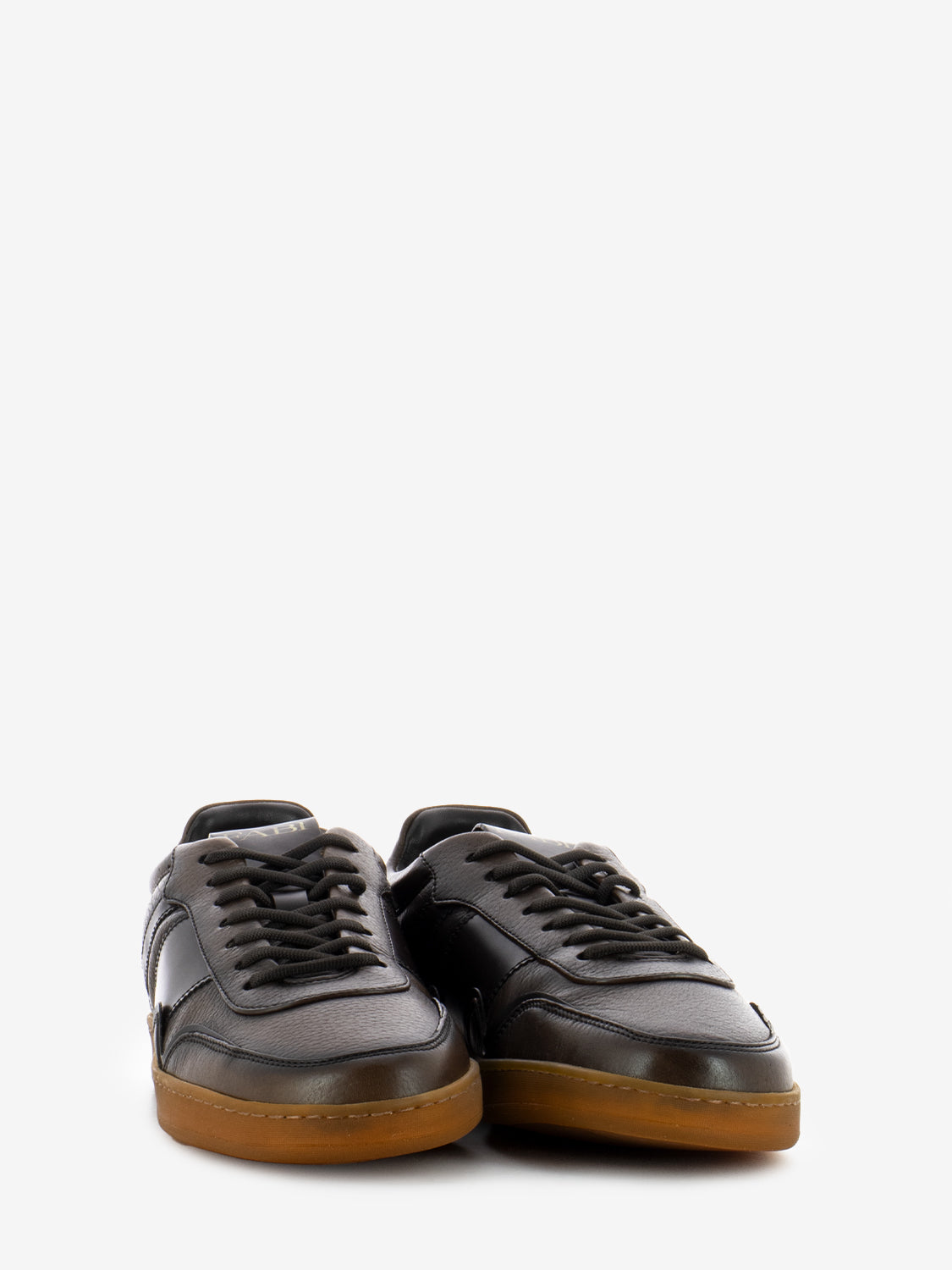 Brown distressed leather sneakers