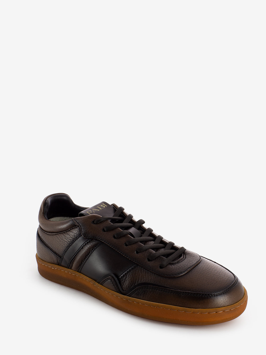 Brown distressed leather sneakers