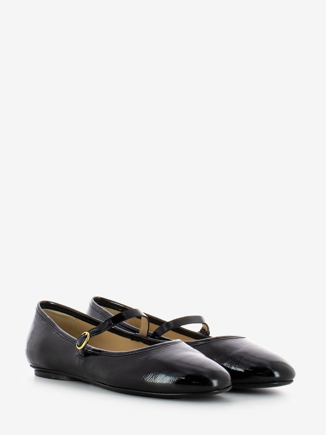 Black Naplak Buckle Ballet Flats