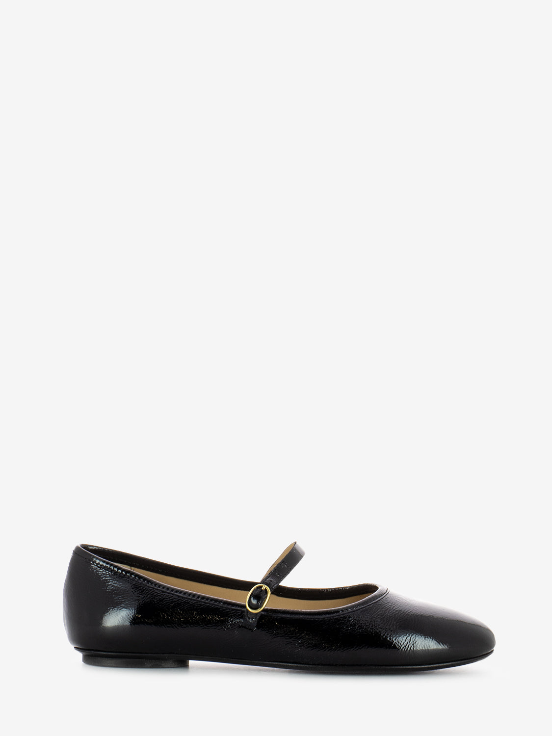 Black Naplak Buckle Ballet Flats