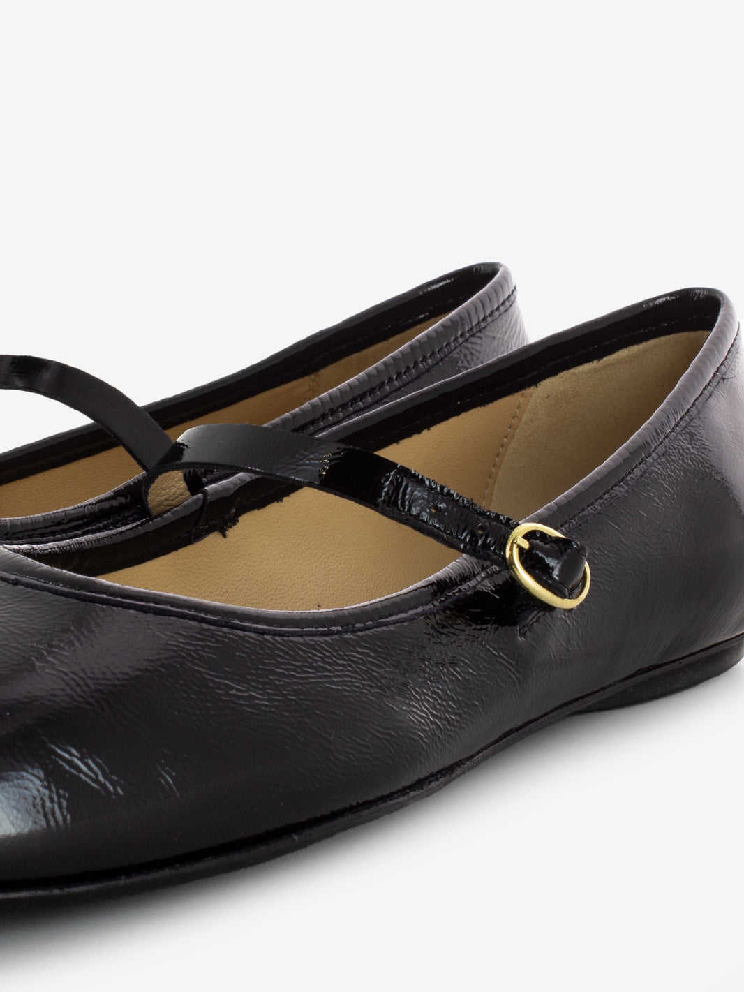 Black Naplak Buckle Ballet Flats