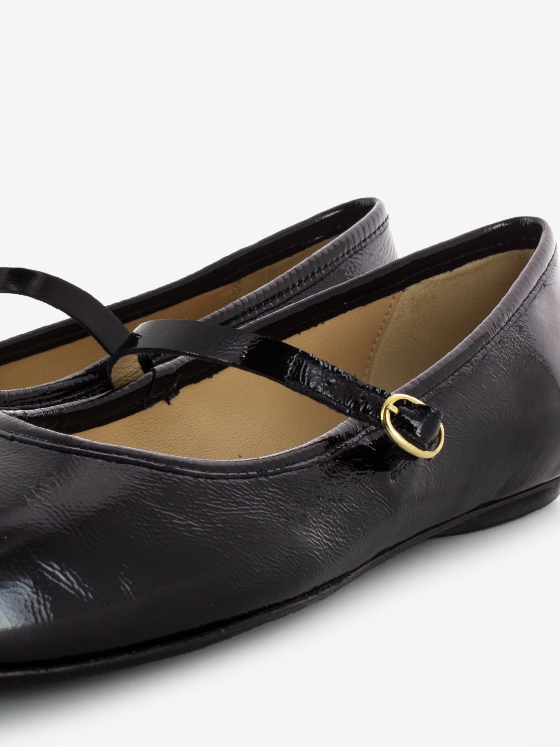 Black Naplak Buckle Ballet Flats