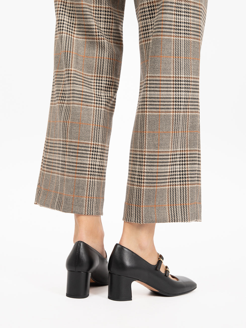 Chunky heel décolleté with two buckles in black nappa