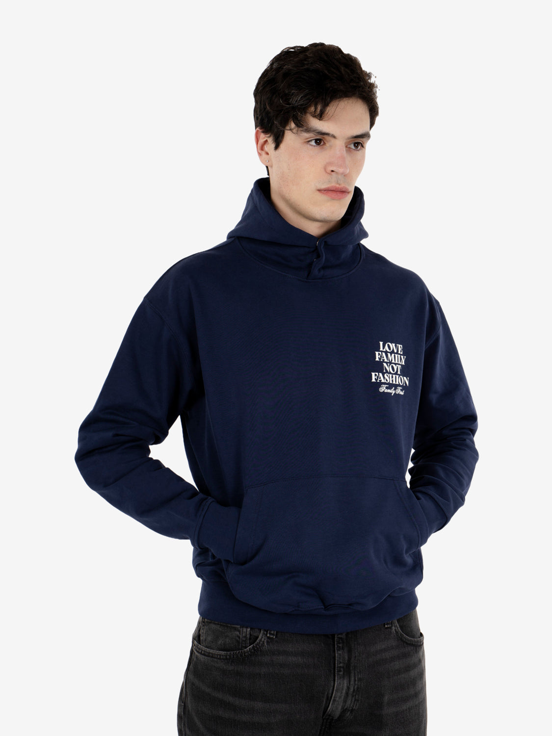 Hoodie Love Family Not Fashion dark blue