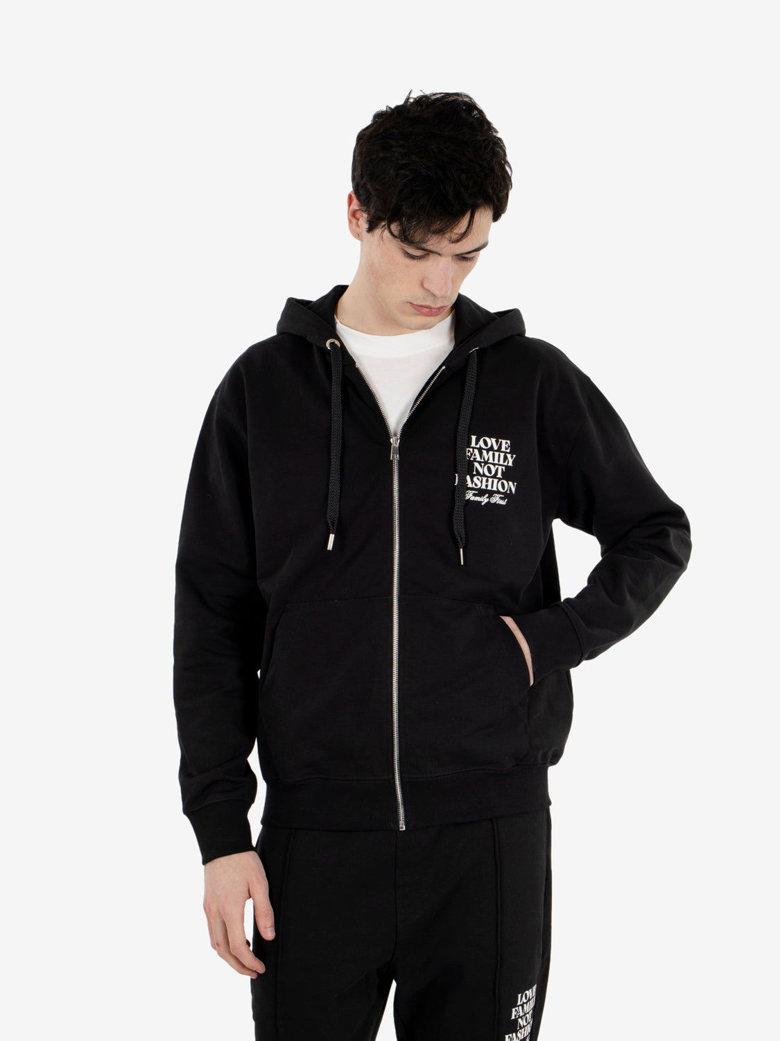 Zip-up hoodie Love Family Not Fashion black