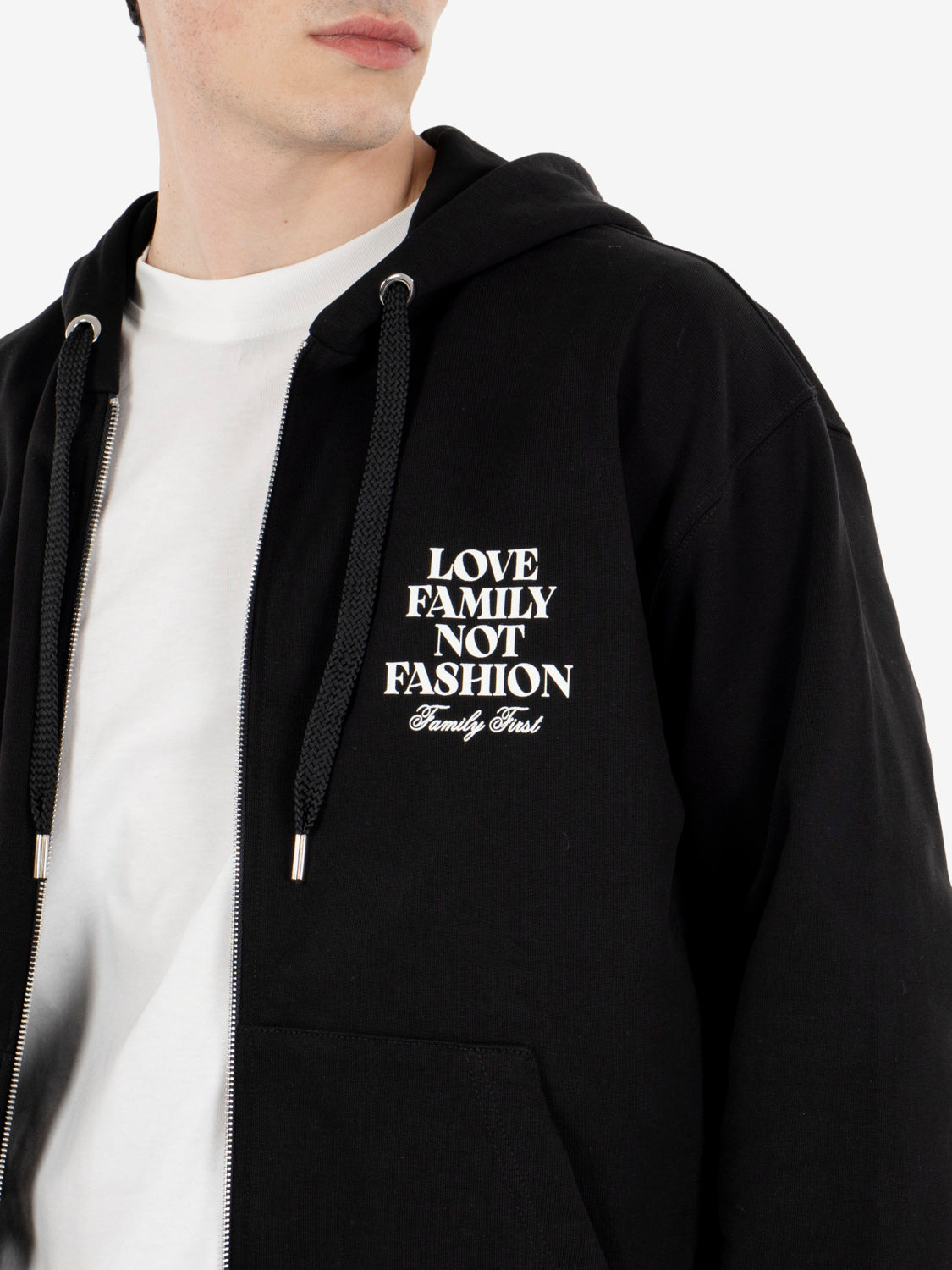 Zip-up hoodie Love Family Not Fashion black