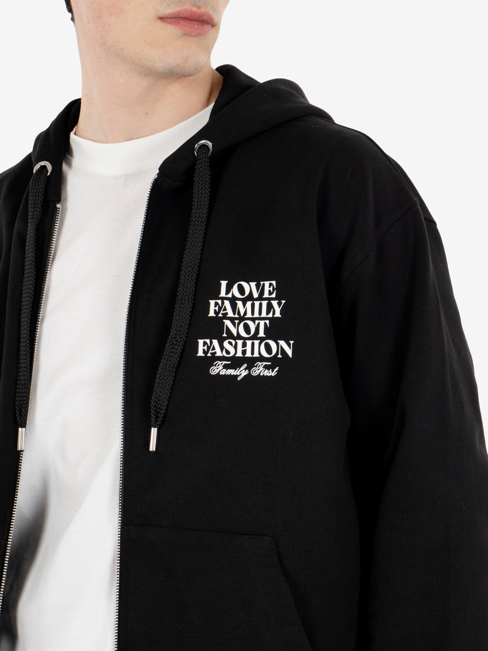 Zip-up hoodie Love Family Not Fashion black