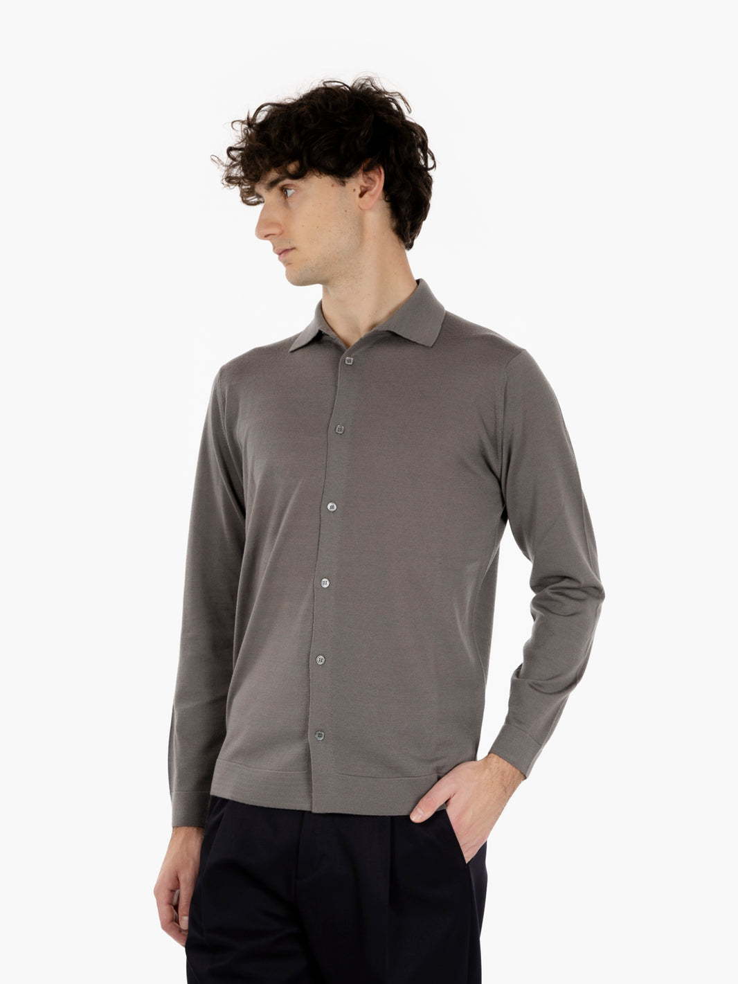 ML R.MERINO TAUPE BUTTON-ON SHIRT CA0MLB-RM16R_920