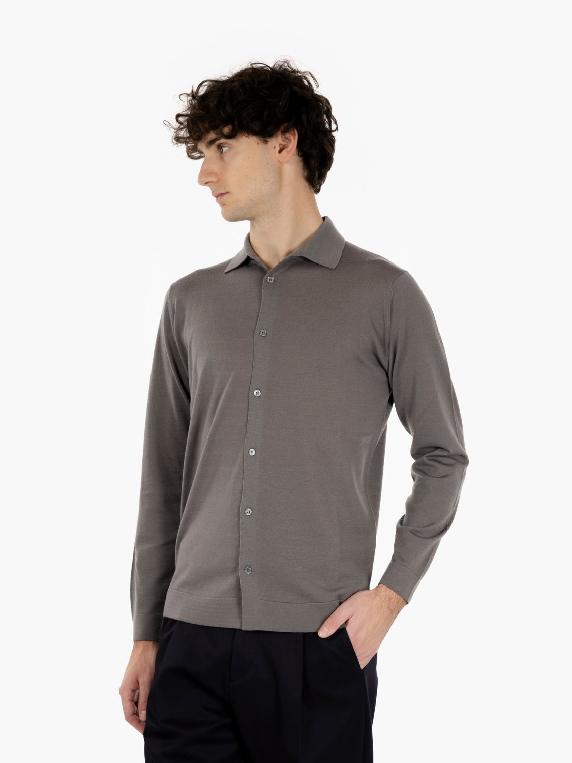 ML R.MERINO TAUPE BUTTON-ON SHIRT CA0MLB-RM16R_920