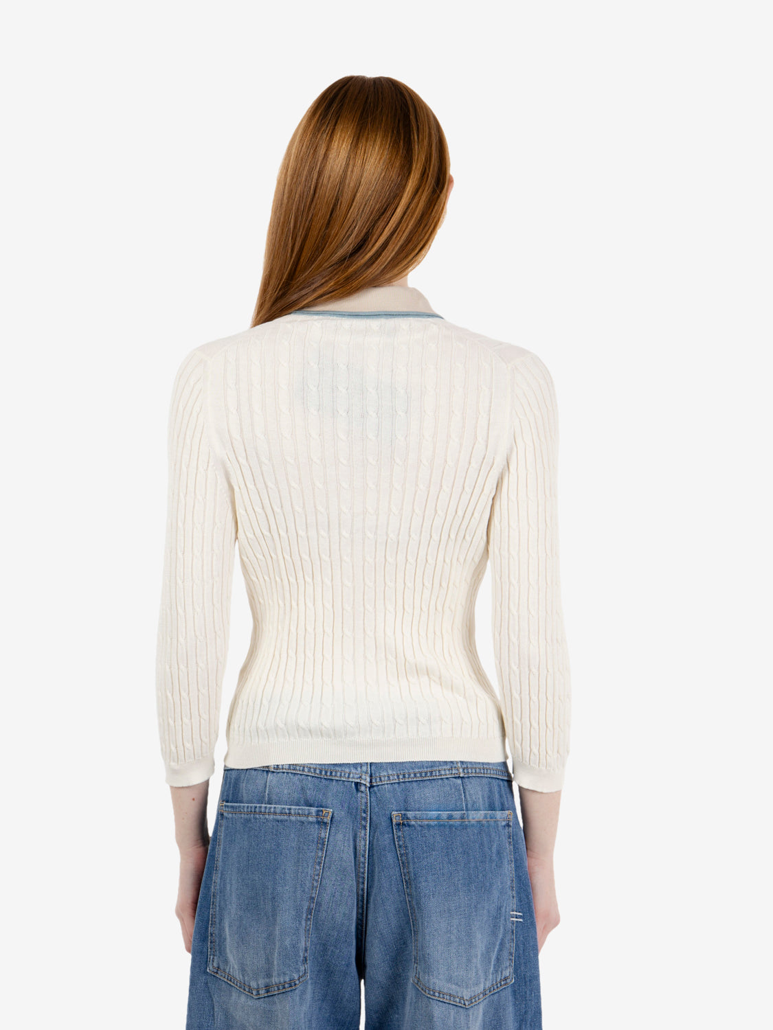 Camicia in maglia latte / piscina / corda