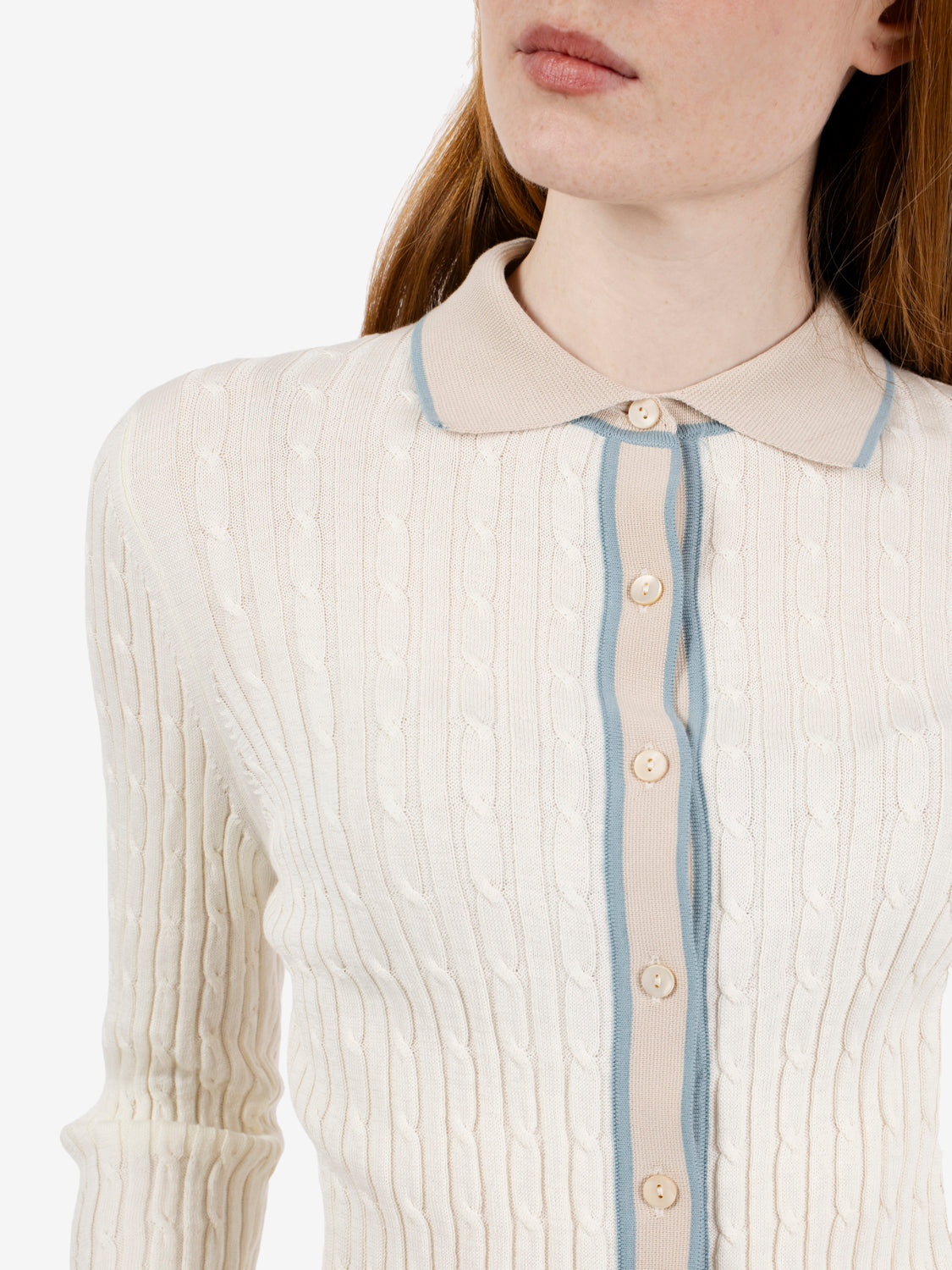 Camicia in maglia latte / piscina / corda