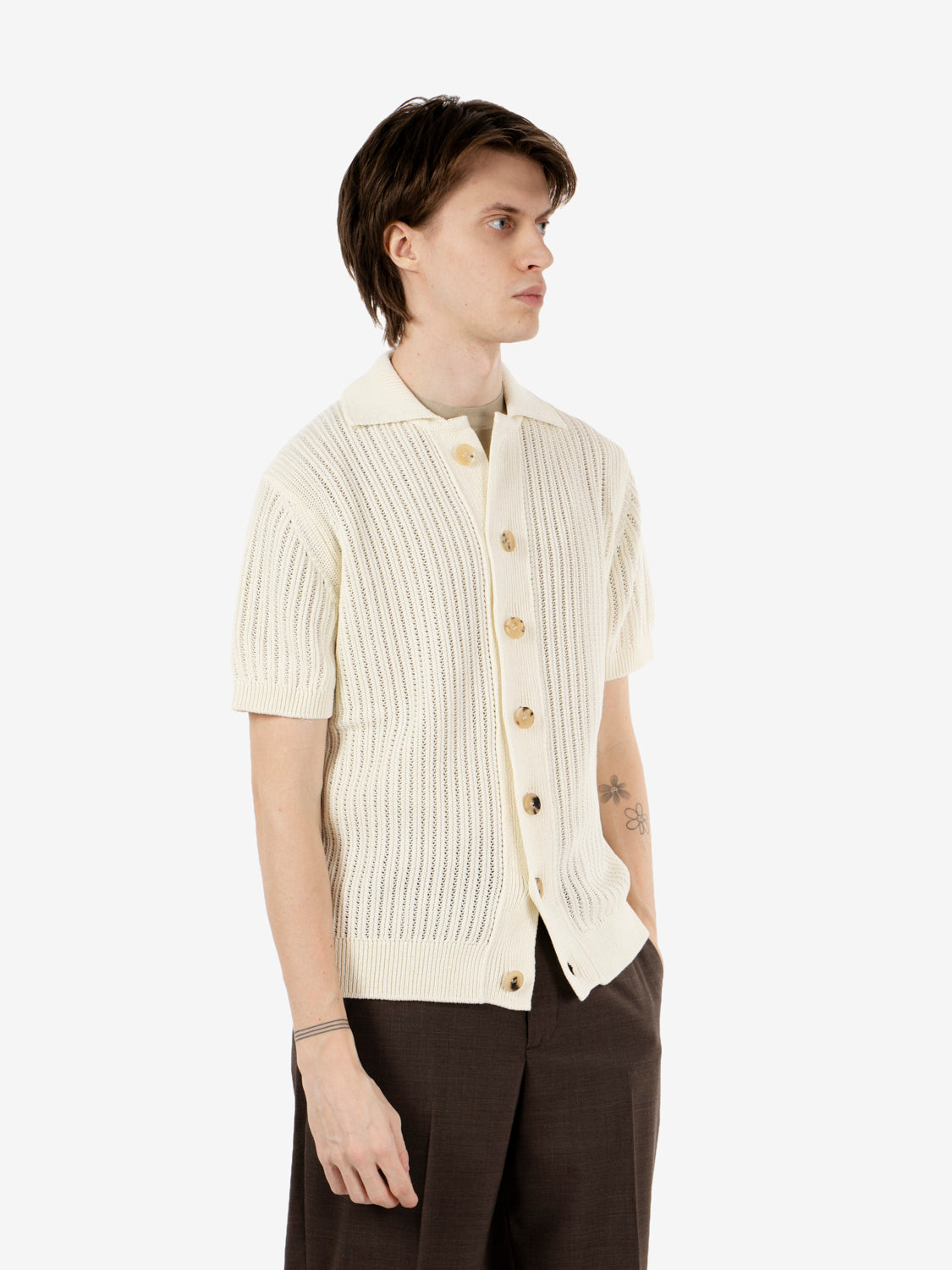 Cardigan a manica corta gesso