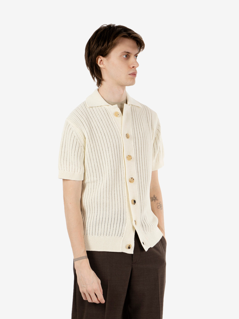 Cardigan a manica corta gesso