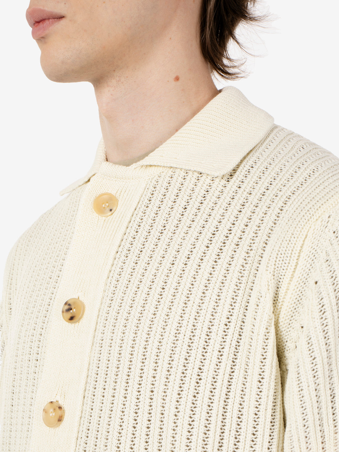 Cardigan a manica corta gesso