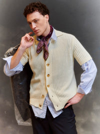Cardigan a manica corta gesso