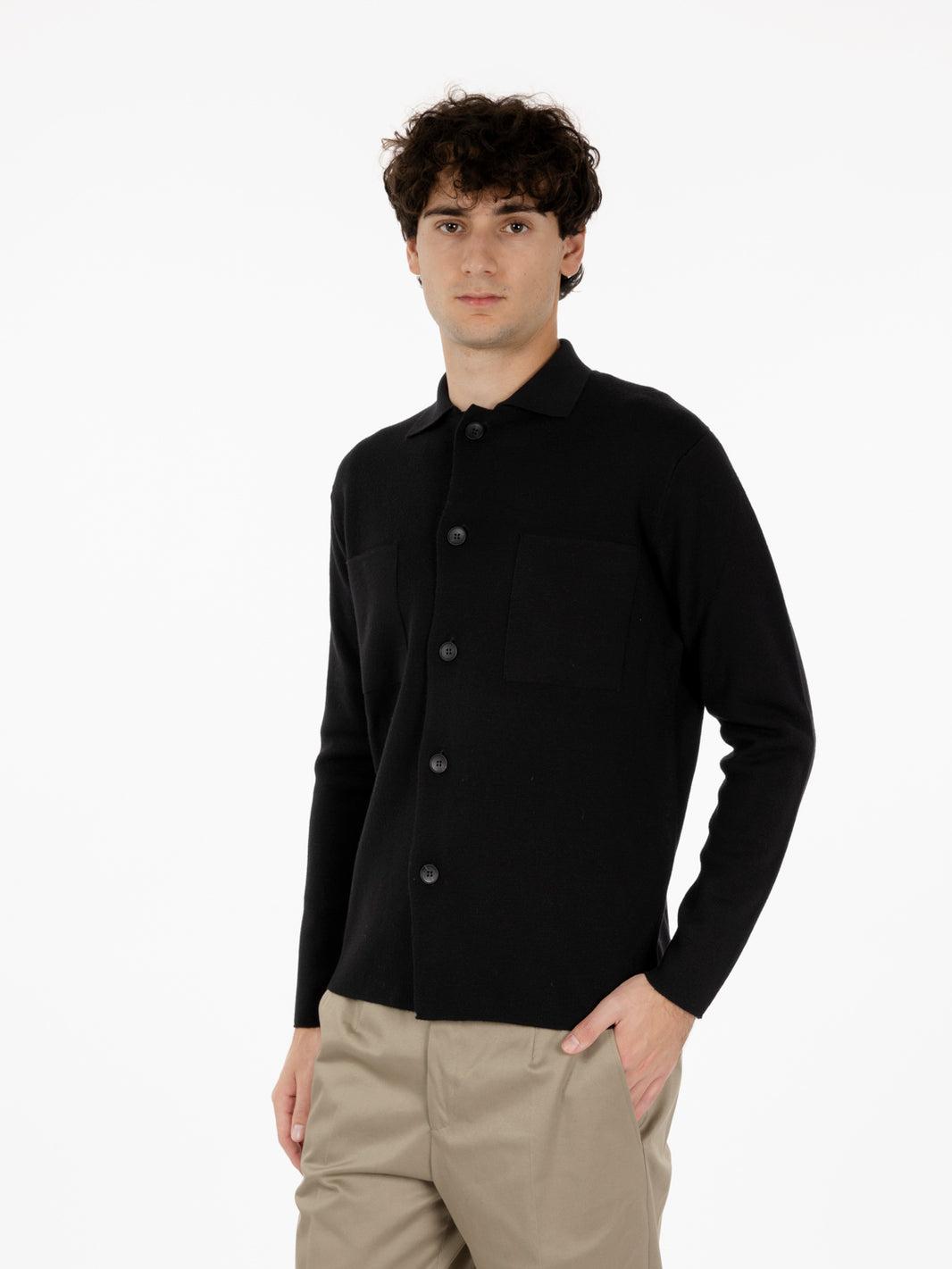 Cardigan con colletto nero