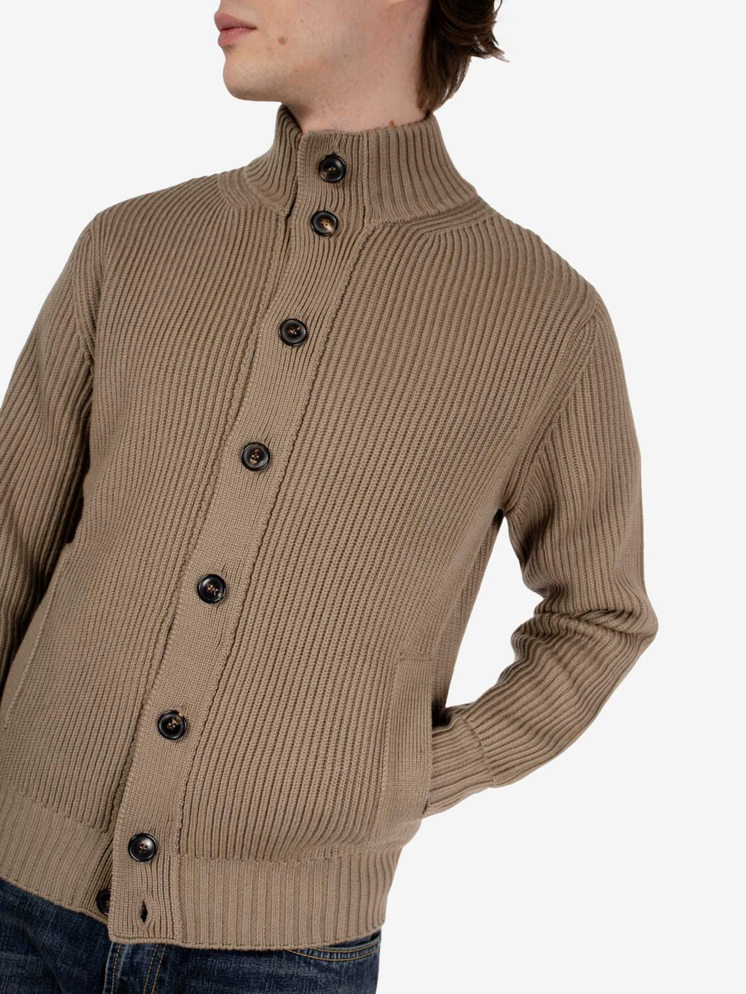 Greige English rib cardigan