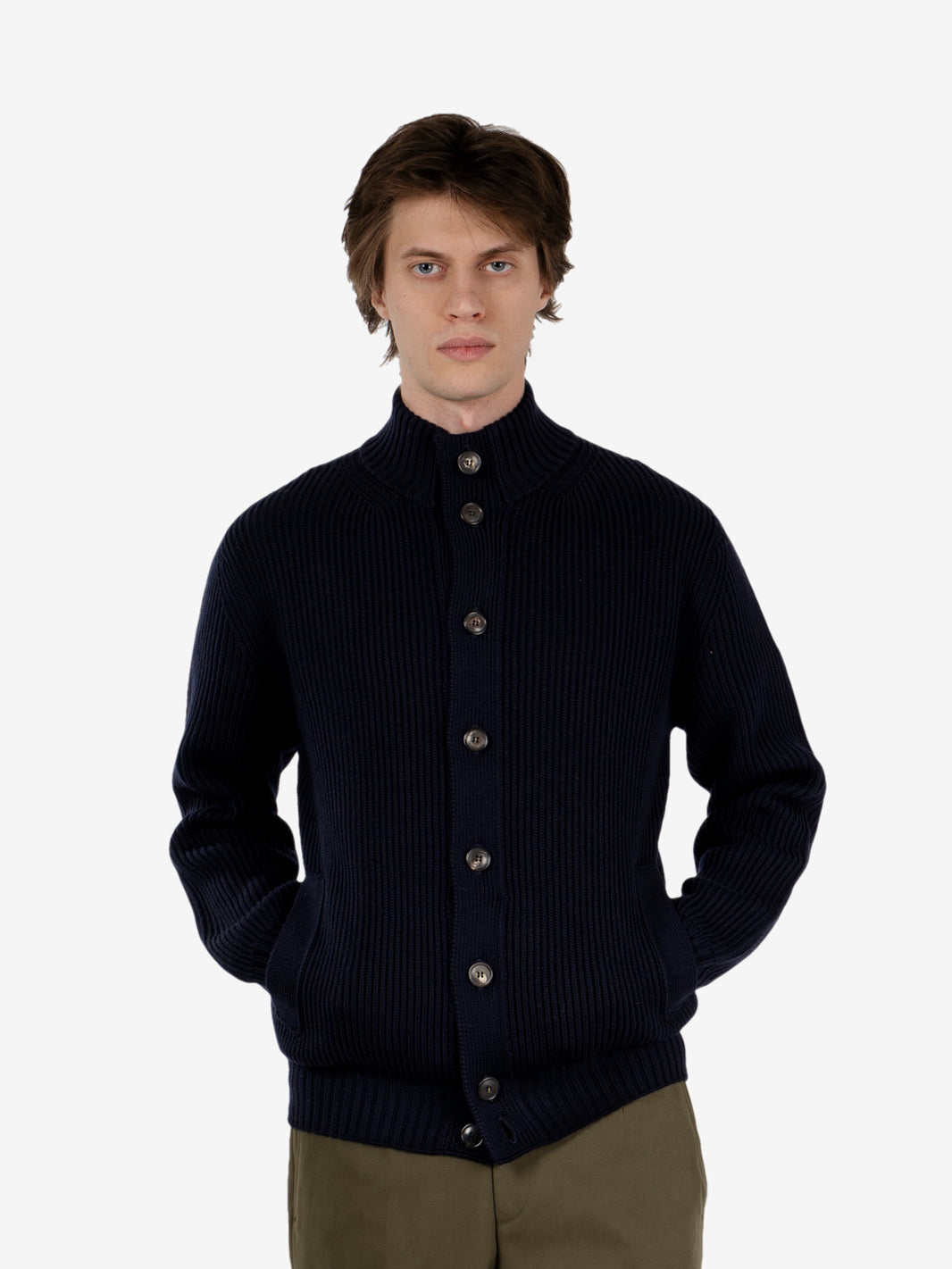 Navy English rib cardigan