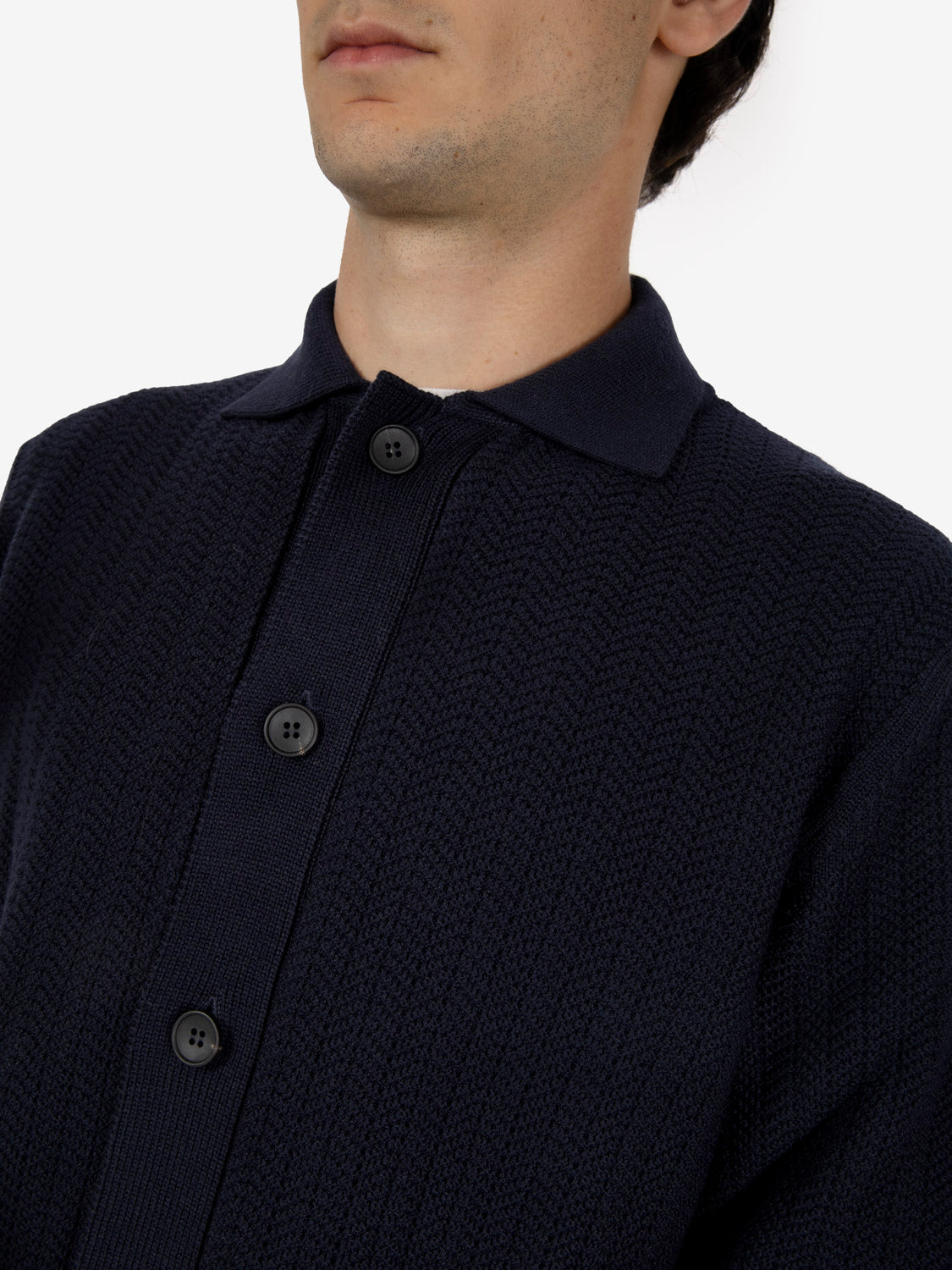 Cardigan in lana merino navy