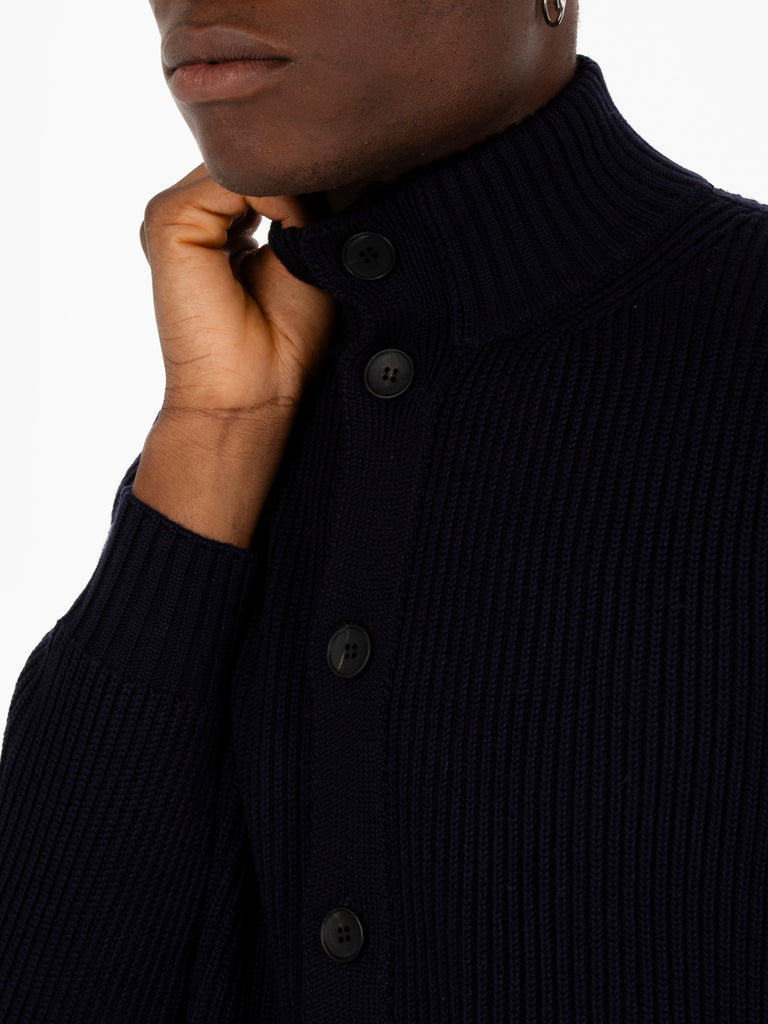 FILIPPO DE LAURENTIIS - Cardigan in maglia merino inchiostro