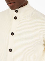 FILIPPO DE LAURENTIIS - Cardigan in maglia merino latte