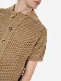 Sand openwork short-sleeved cardigan