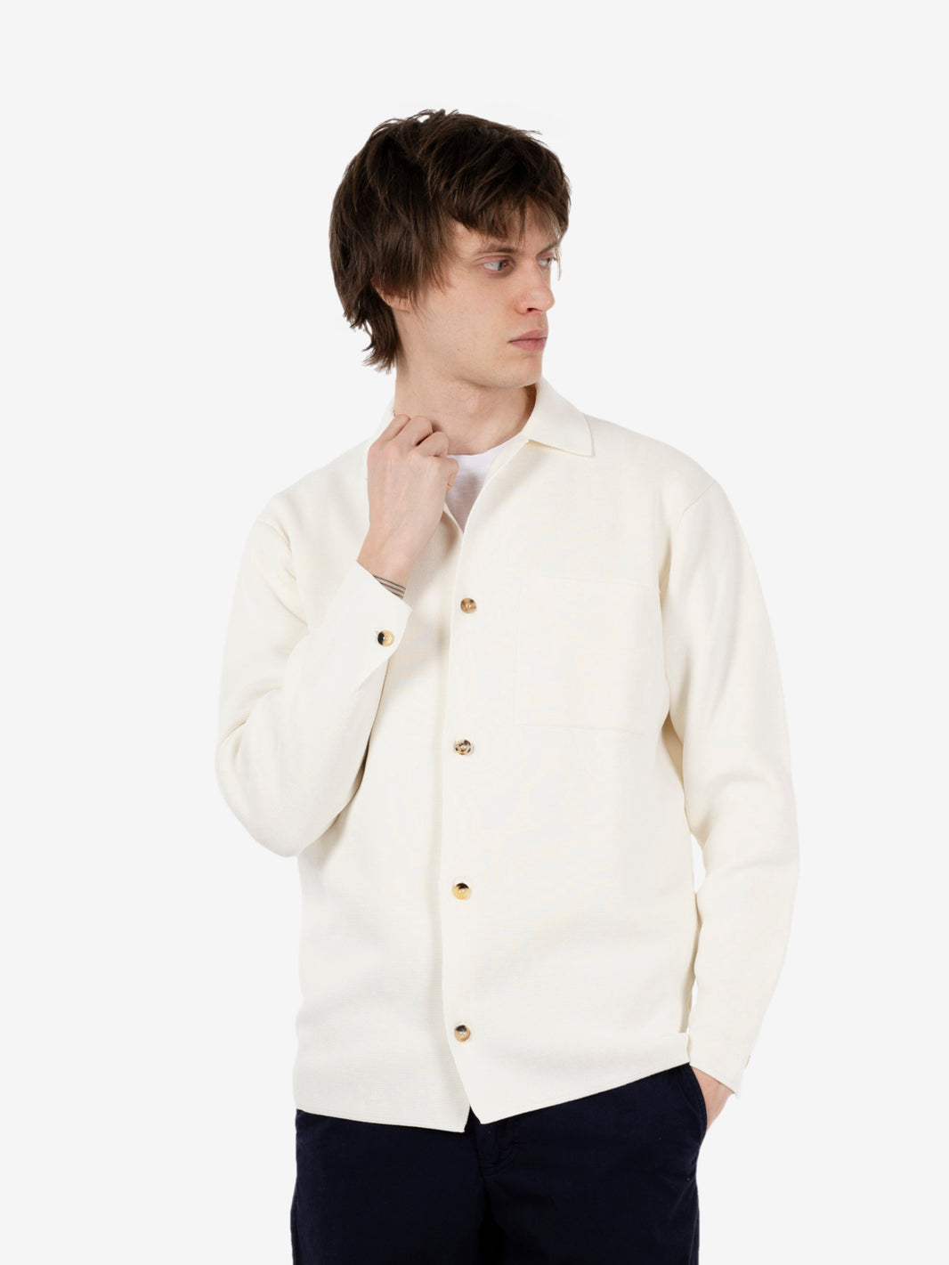 Cardigan over manica lunga latte