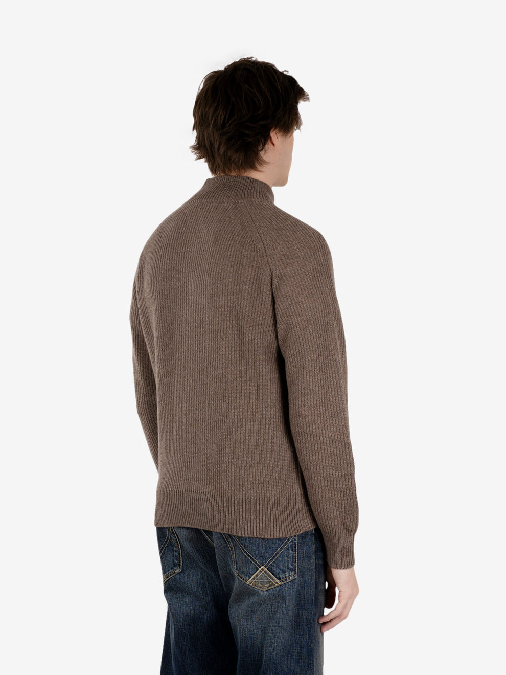Maglia con zip costa inglese tortora