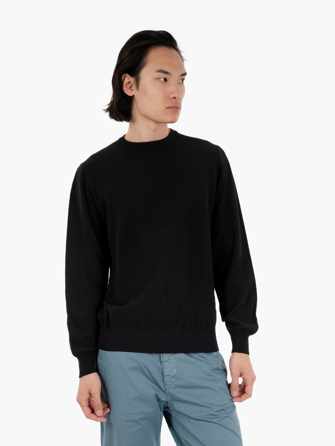 Maglia girocollo punto riso nero