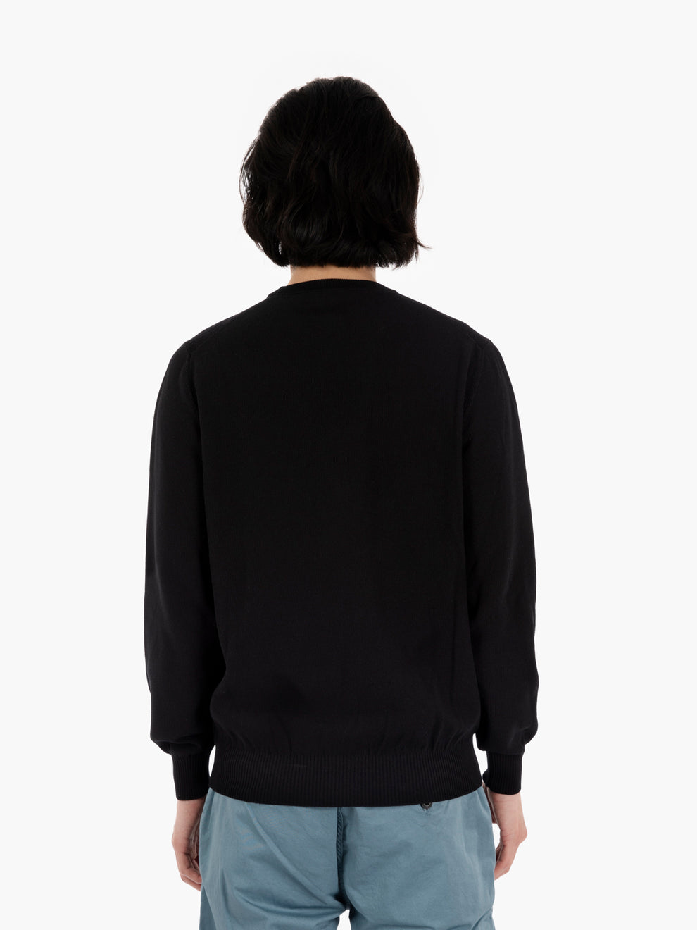Maglia girocollo punto riso nero