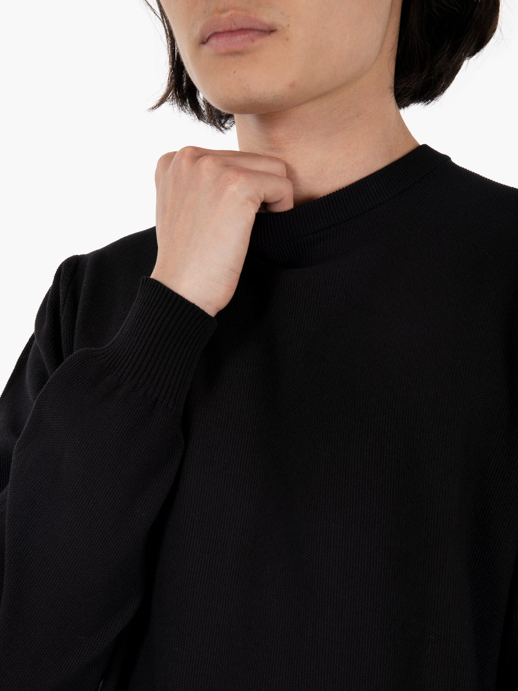 Maglia girocollo punto riso nero