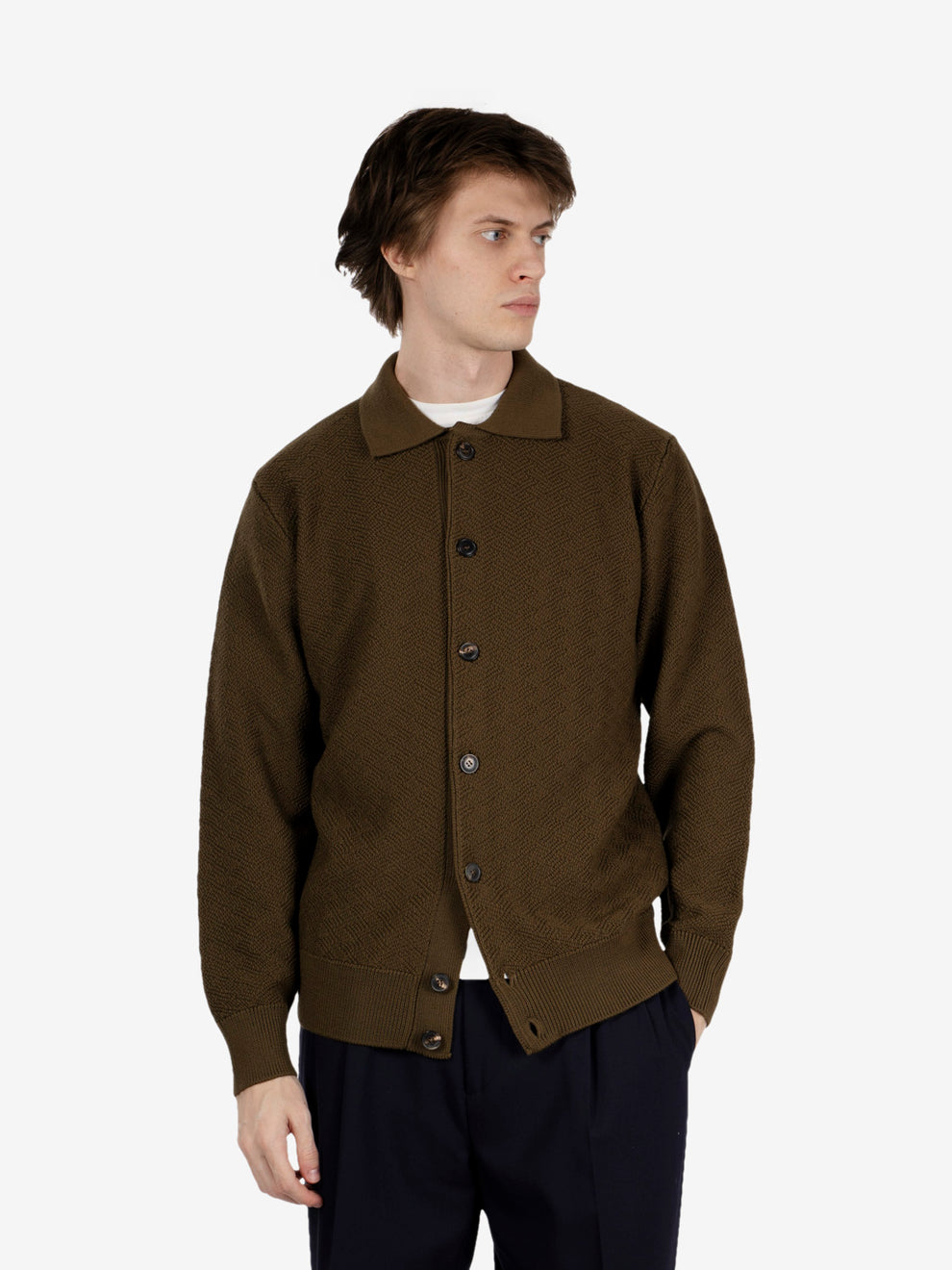 Maglia stile camicia kaki