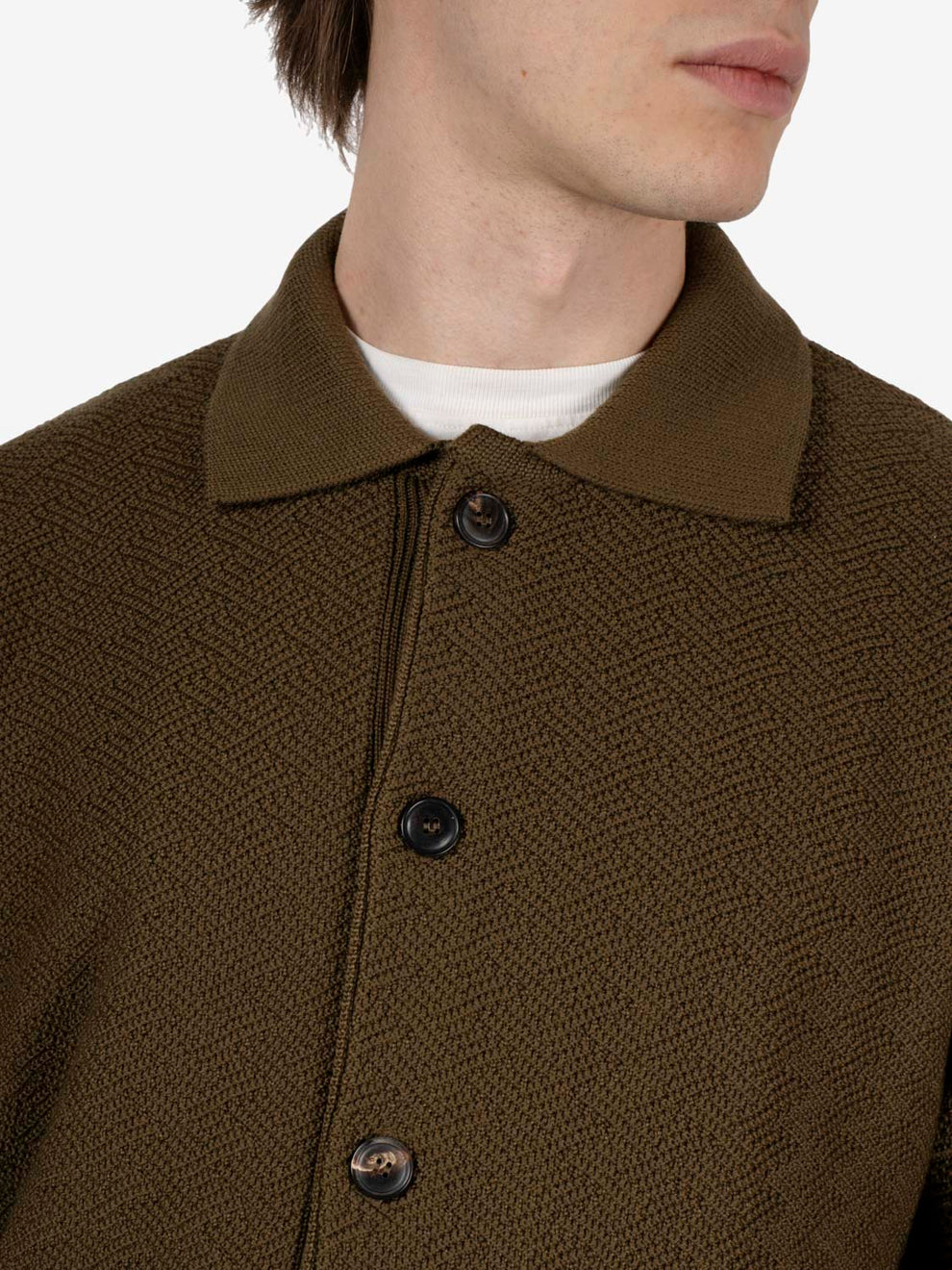 Maglia stile camicia kaki