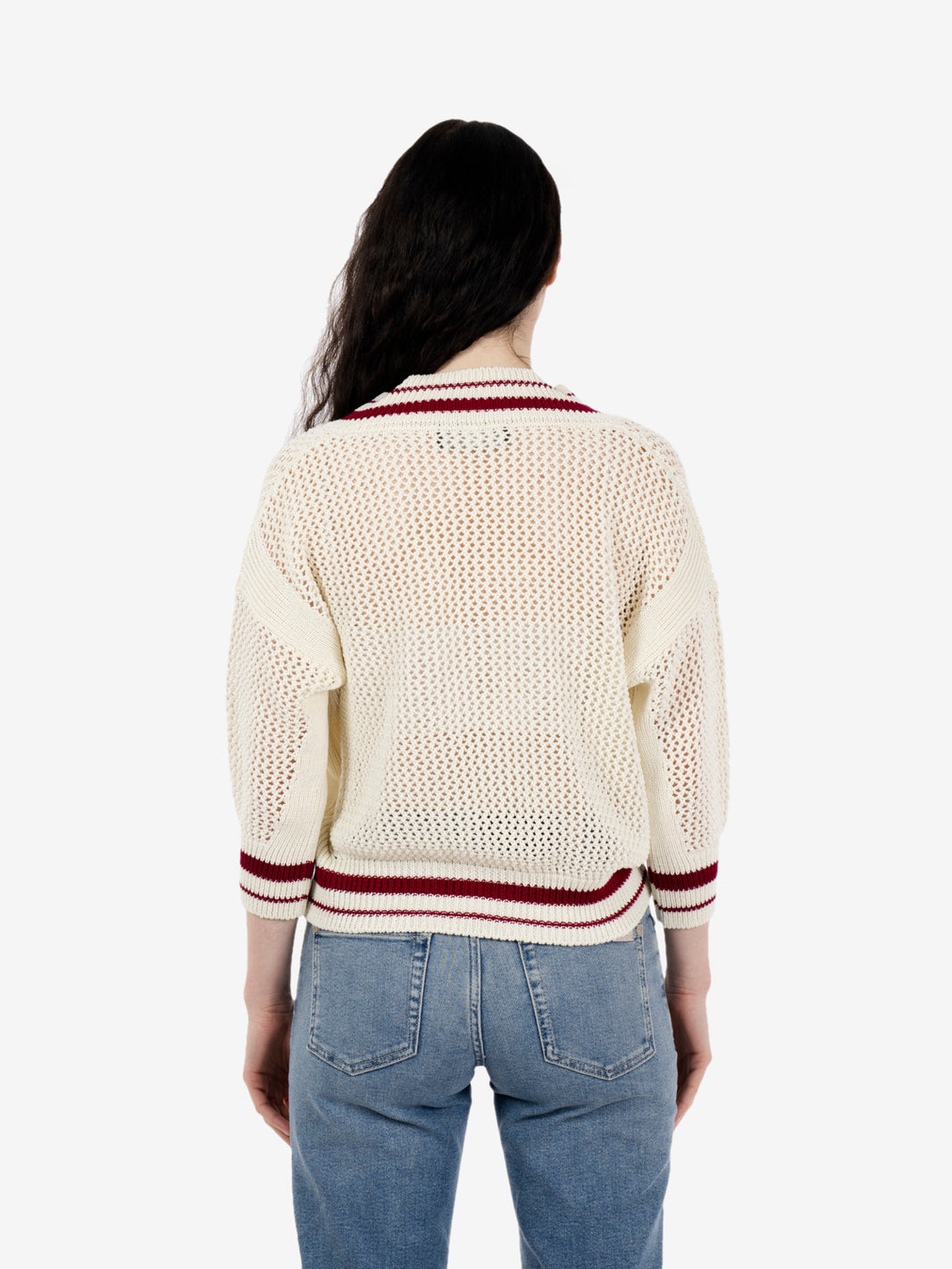 Maglia traforata bordeaux / gesso