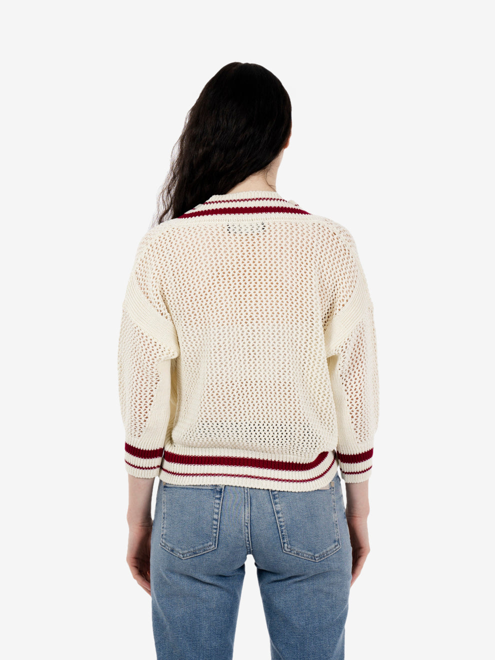 Maglia traforata bordeaux / gesso