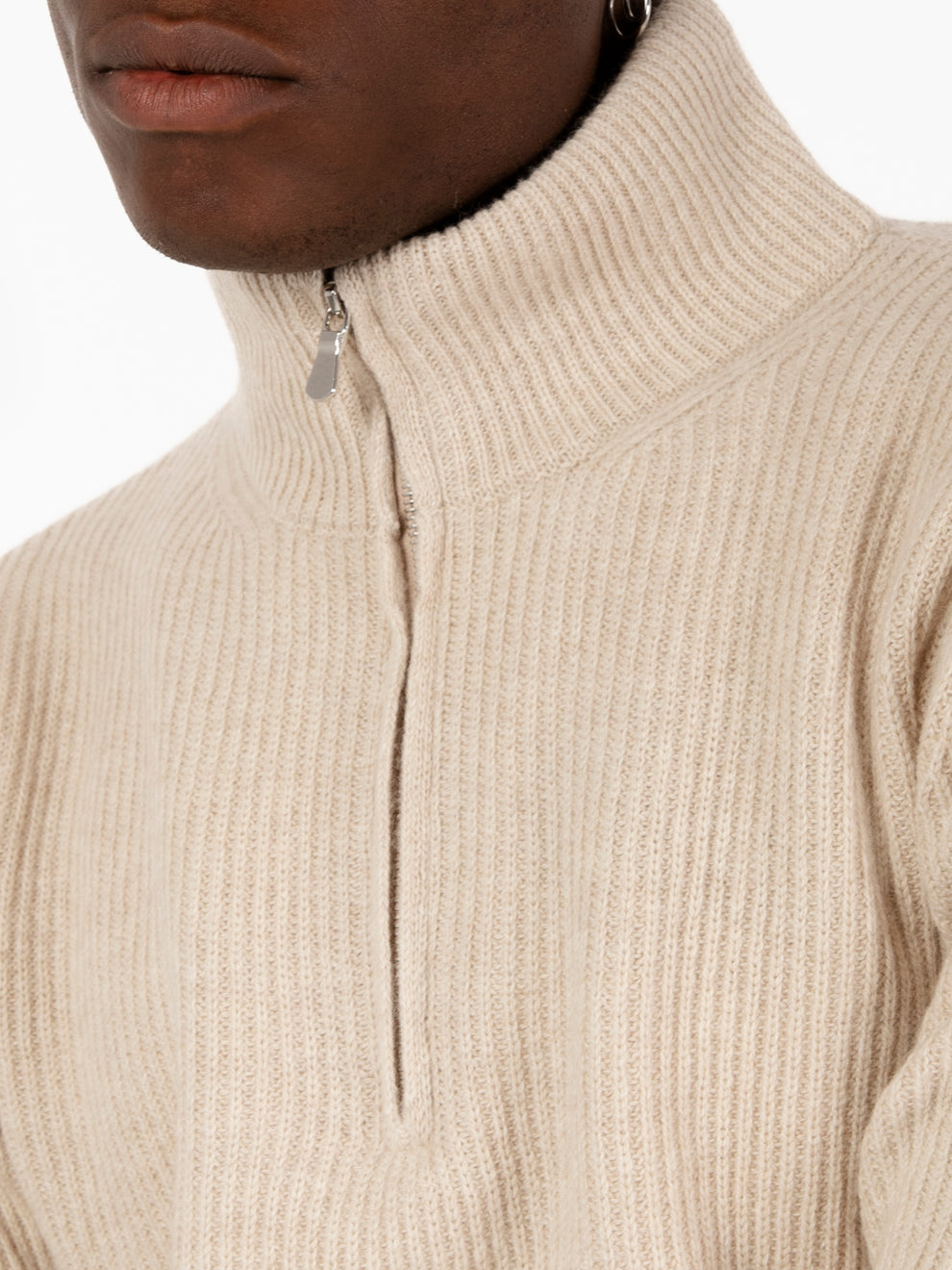 Maglione collo con zip lino