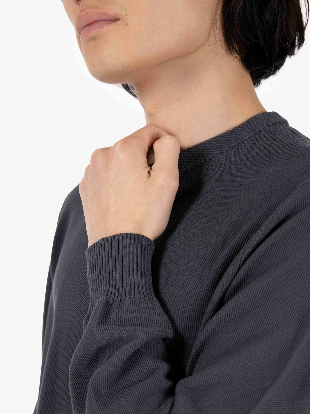 Maglione girocollo punto riso grafite