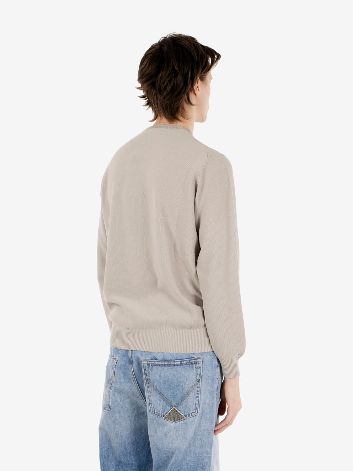 Maglione girocollo punto riso nebbia