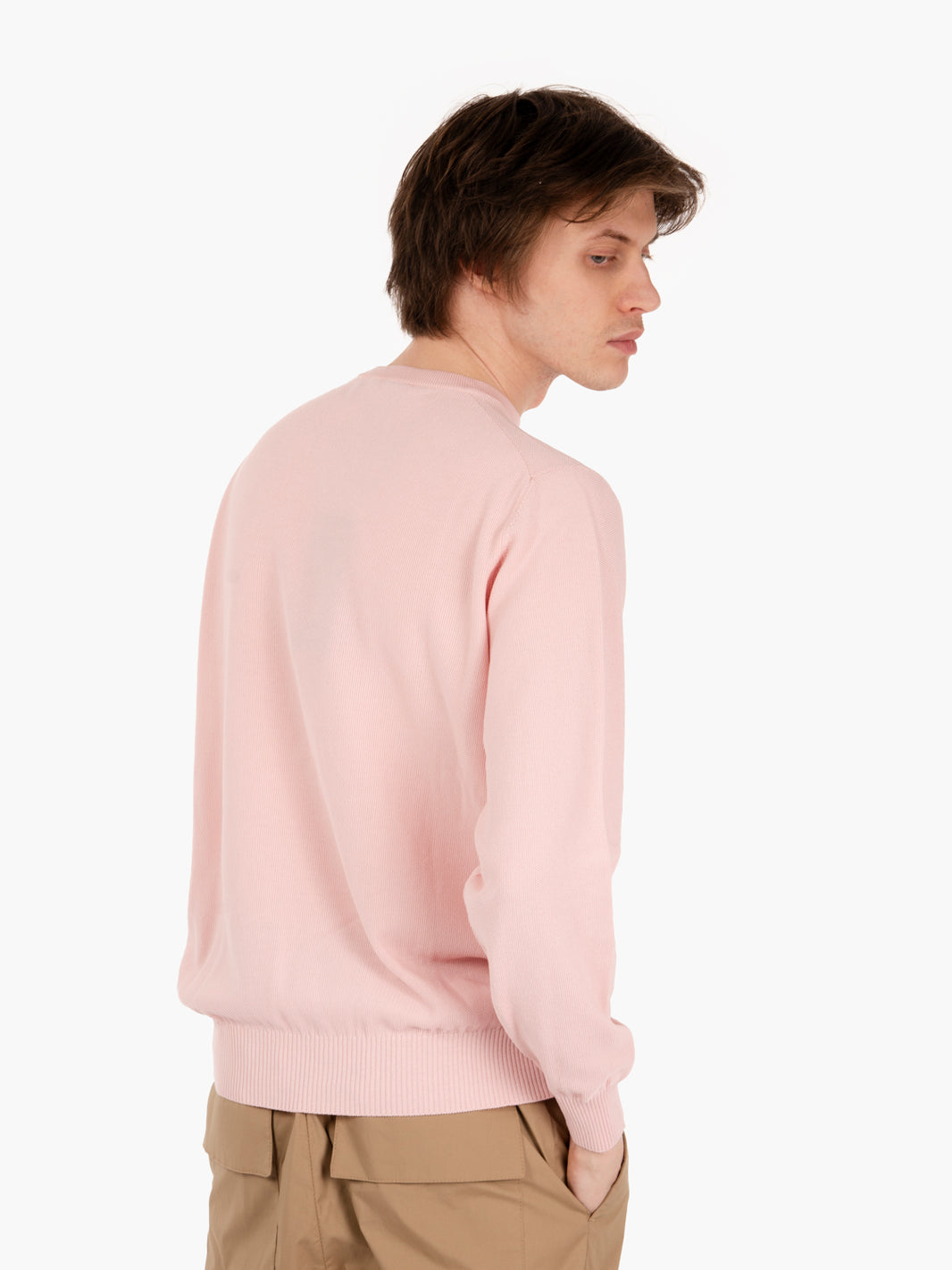 Maglione girocollo punto riso rosa
