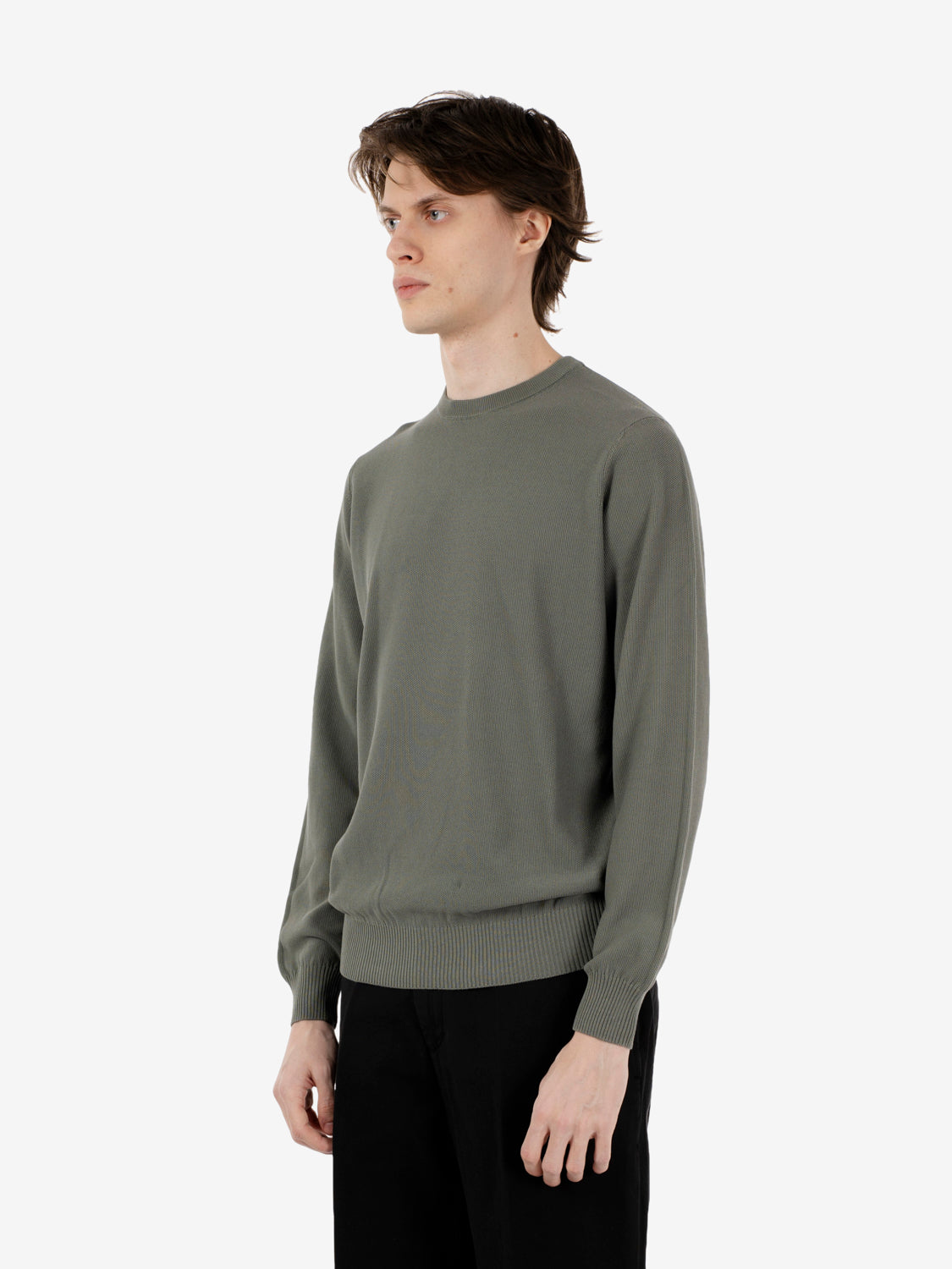 Maglione girocollo punto riso senecio