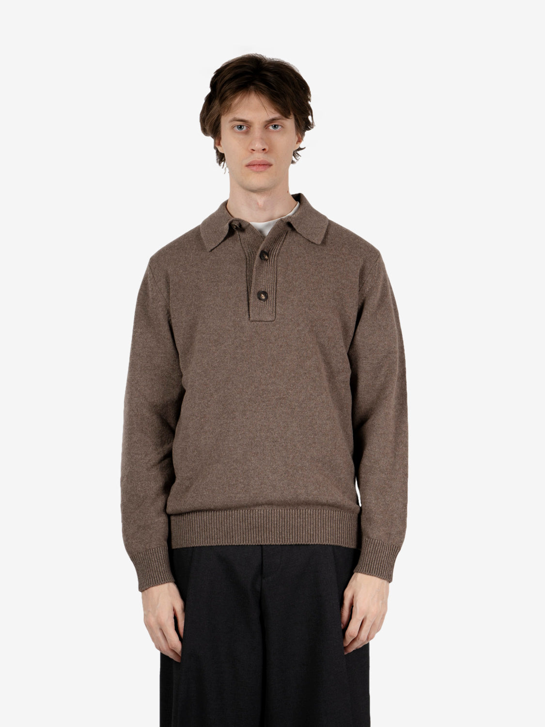 Polo bottoni moulinè tortora